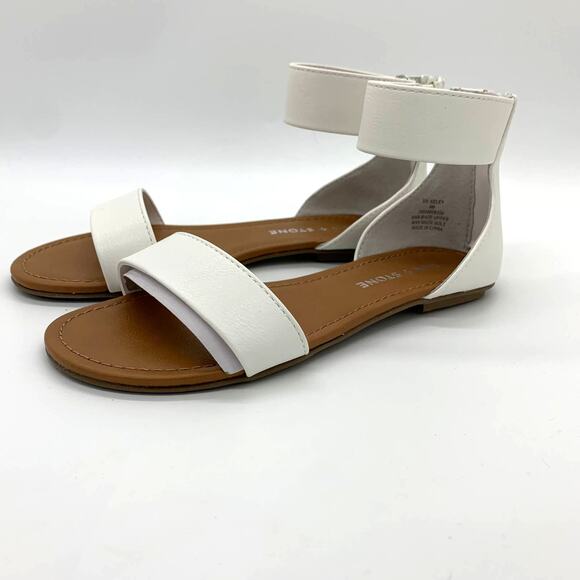 Sun + Stone Keley Dress Sandals Size 5M NIB Ankle Strap Flat White - Picture 1 of 9